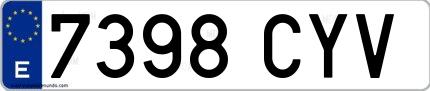 Ejemplo de matrícula española 7398 CYV