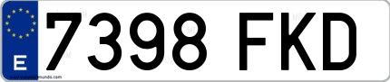 Ejemplo de matrícula de coche ordinaria 7398 FKD