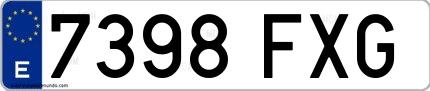 Ejemplo de matrícula española 7398 FXG