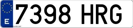 Ejemplo de matrícula española 7398 HRG