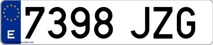 Ejemplo de matrícula española 7398 JZG