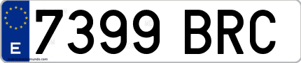 Ejemplo de matrícula de coche ordinaria 7399 BRC