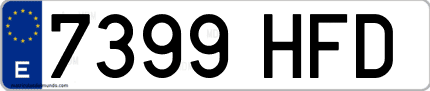 Ejemplo de matrícula de coche ordinaria 7399 HFD