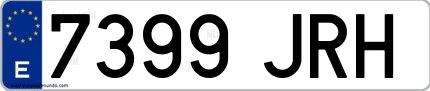 Ejemplo de matrícula española 7399 JRH