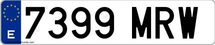 Ejemplo de matrícula española 7399 MRW