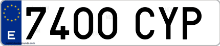 Ejemplo de matrícula de coche ordinaria 7400 CYP