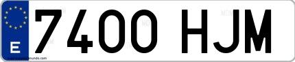 Ejemplo de matrícula española 7400 HJM