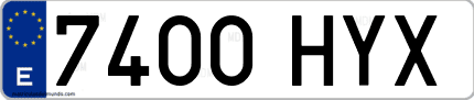 Ejemplo de matrícula de coche ordinaria 7400 HYX