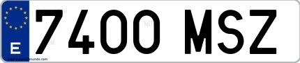 Ejemplo de matrícula española 7400 MSZ