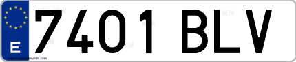 Ejemplo de matrícula de coche ordinaria 7401 BLV