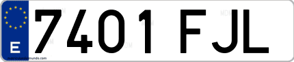 Ejemplo de matrícula de coche ordinaria 7401 FJL