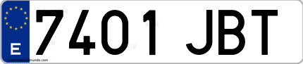 Ejemplo de matrícula de coche ordinaria 7401 JBT