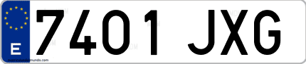 Ejemplo de matrícula de coche ordinaria 7401 JXG