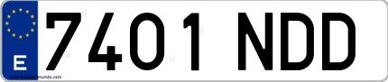 Ejemplo de matrícula española 7401 NDD