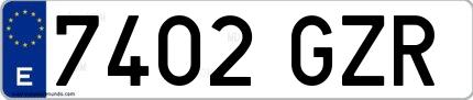 Ejemplo de matrícula española 7402 GZR