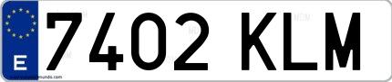 Ejemplo de matrícula española 7402 KLM