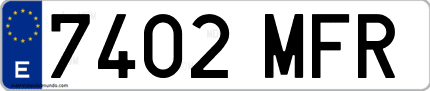 Ejemplo de matrícula de coche ordinaria 7402 MFR