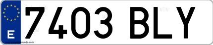 Ejemplo de matrícula española 7403 BLY