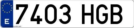 Ejemplo de matrícula española 7403 HGB