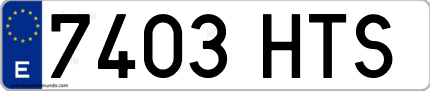 Ejemplo de matrícula de coche ordinaria 7403 HTS