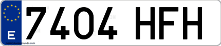 Ejemplo de matrícula de coche ordinaria 7404 HFH