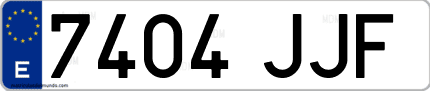 Ejemplo de matrícula de coche ordinaria 7404 JJF
