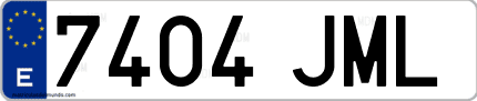 Ejemplo de matrícula de coche ordinaria 7404 JML