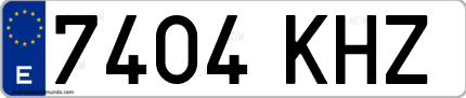 Ejemplo de matrícula de coche ordinaria 7404 KHZ