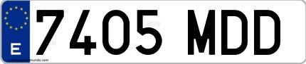 Ejemplo de matrícula española 7405 MDD