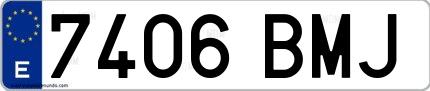 Ejemplo de matrícula española 7406 BMJ