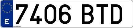 Ejemplo de matrícula española 7406 BTD