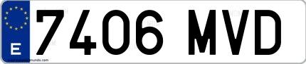 Ejemplo de matrícula española 7406 MVD