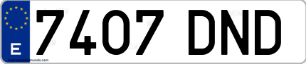Ejemplo de matrícula de coche ordinaria 7407 DND