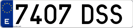 Ejemplo de matrícula de coche ordinaria 7407 DSS