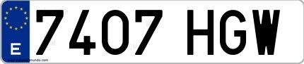 Ejemplo de matrícula española 7407 HGW