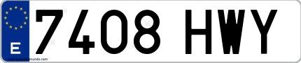 Ejemplo de matrícula española 7408 HWY
