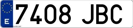Ejemplo de matrícula española 7408 JBC