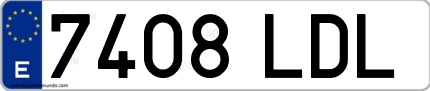 Ejemplo de matrícula de coche ordinaria 7408 LDL