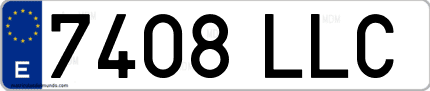 Ejemplo de matrícula de coche ordinaria 7408 LLC