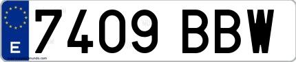 Ejemplo de matrícula española 7409 BBW