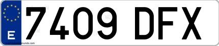 Ejemplo de matrícula española 7409 DFX