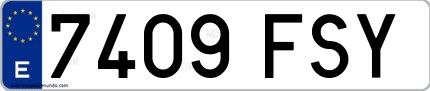 Ejemplo de matrícula española 7409 FSY