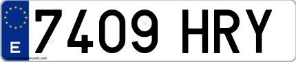 Ejemplo de matrícula española 7409 HRY
