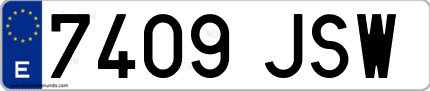 Ejemplo de matrícula de coche ordinaria 7409 JSW