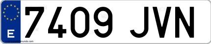 Ejemplo de matrícula española 7409 JVN