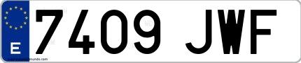 Ejemplo de matrícula española 7409 JWF