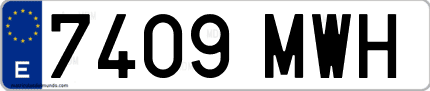 Ejemplo de matrícula de coche ordinaria 7409 MWH