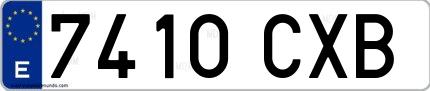 Ejemplo de matrícula española 7410 CXB