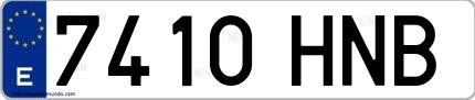 Ejemplo de matrícula española 7410 HNB