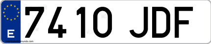 Ejemplo de matrícula de coche ordinaria 7410 JDF